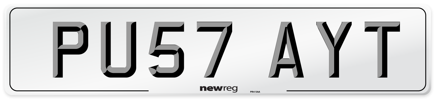 PU57 AYT Number Plate from New Reg